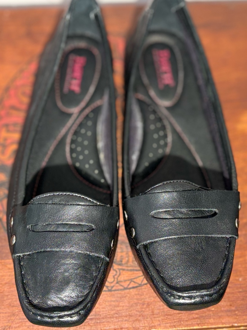 Børn Julianne Black Leather Penny Loafers - Women's Size 8.5